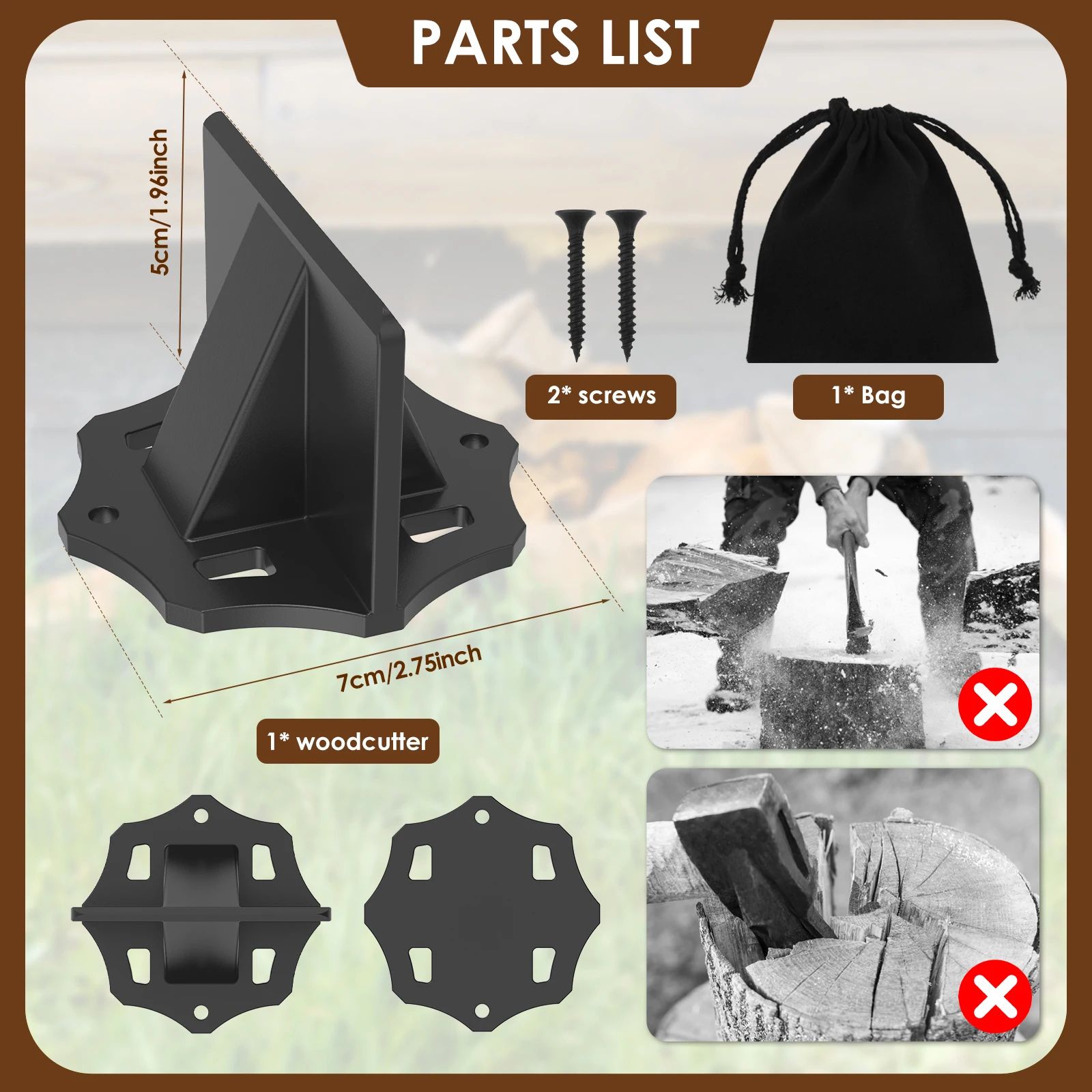 Carbon Steel Kindling Splitter Portable Manual Wood Splitting Tool