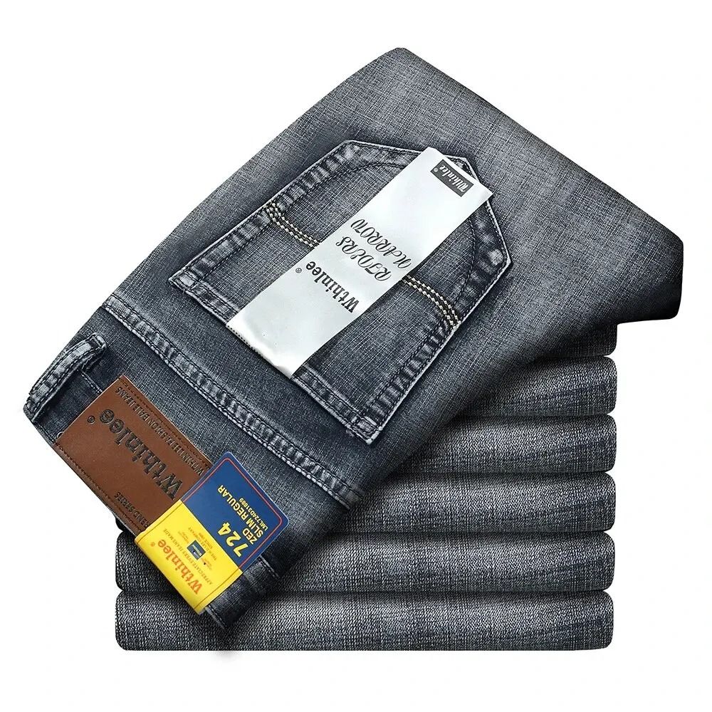 Wthinlee New Business Mens Jeans Casual Straight Stretch Denim Trousers
