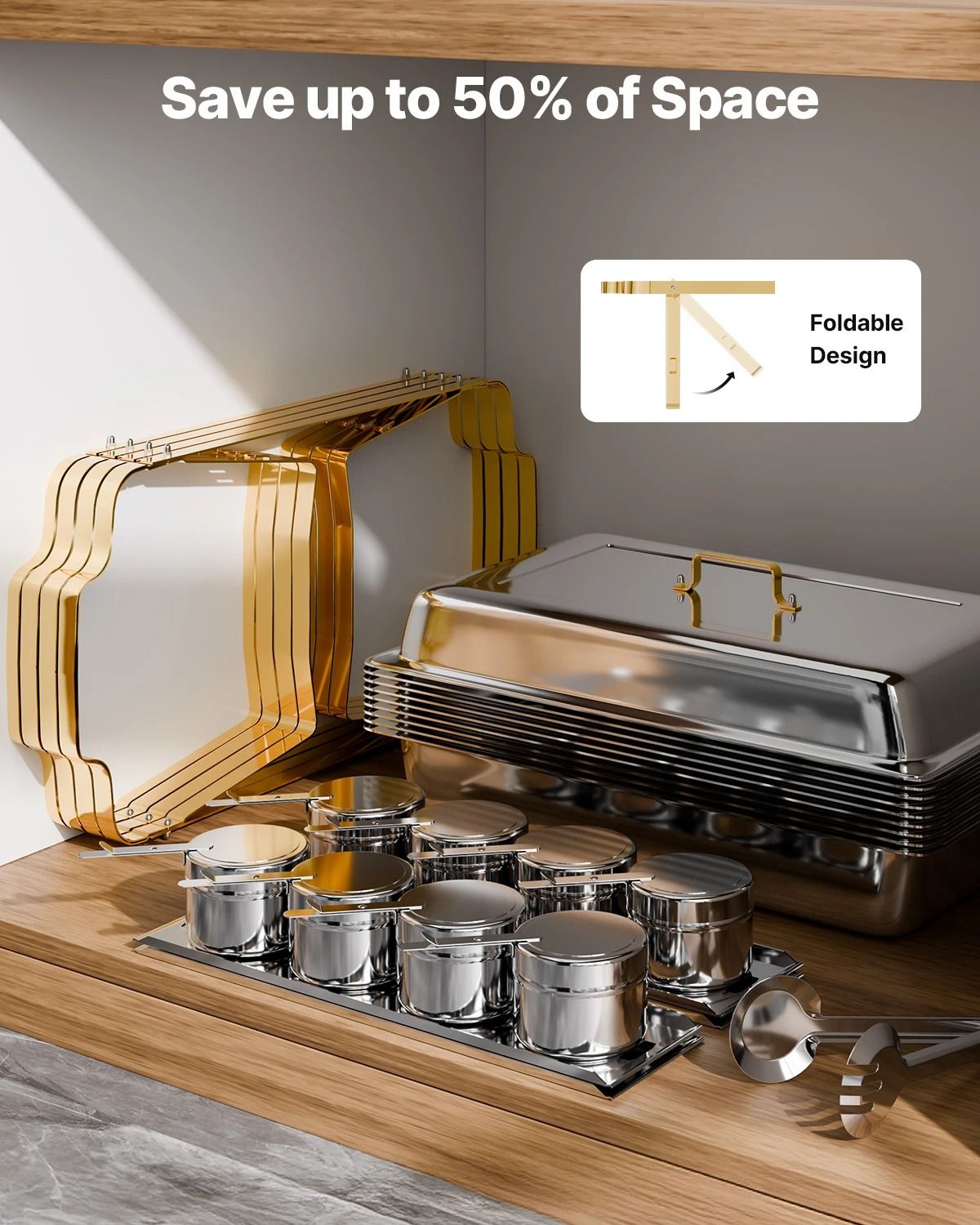 SucceBuy Stainless Steel Chafing Dish Buffet Set 8 Qt Catering Food Warmer Server 4 Pack