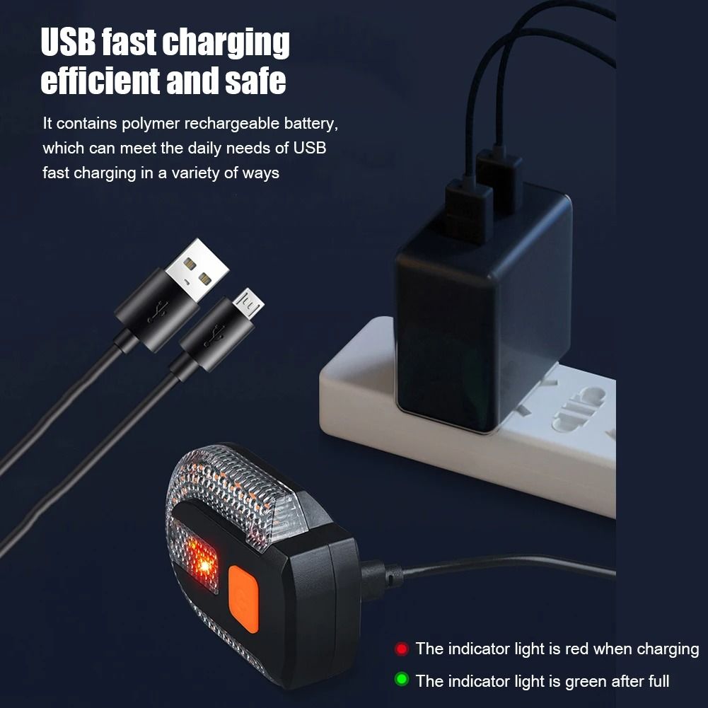Wireless Bicycle Turn Signal Light USB Rechargeable Rear Safety Lamp