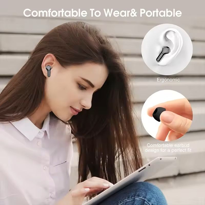 Wireless Earbuds with LED Display Noise Cancelling and Waterproof Design