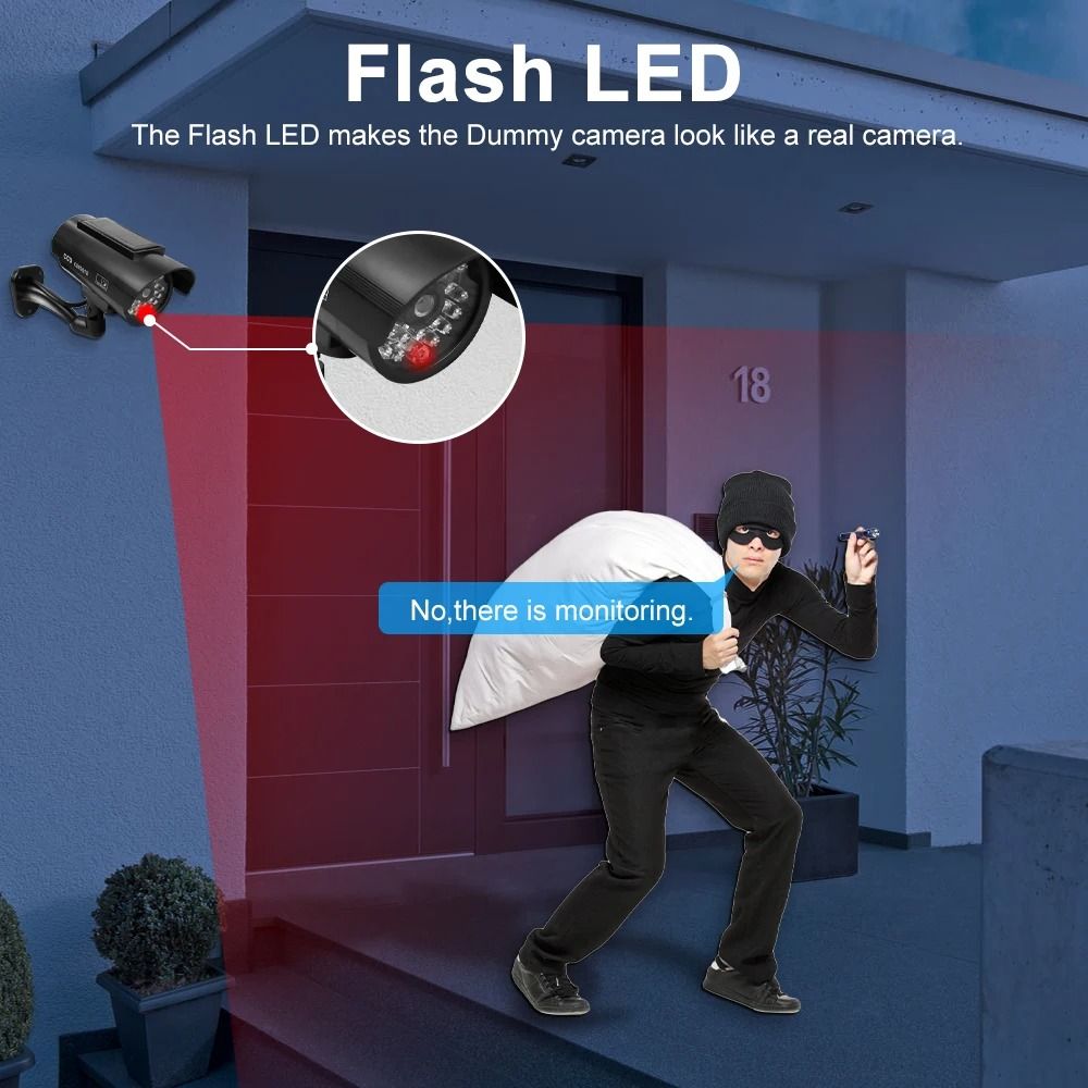 Simulation Solar CCTV Dummy Camera With Flashing LED Light