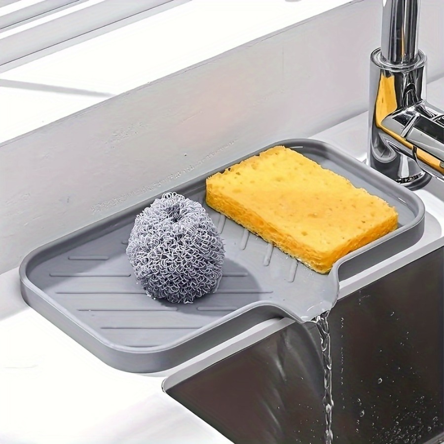 Silicone Sink Drain Pad and Soap Sponge Holder for Clean Dry Countertops