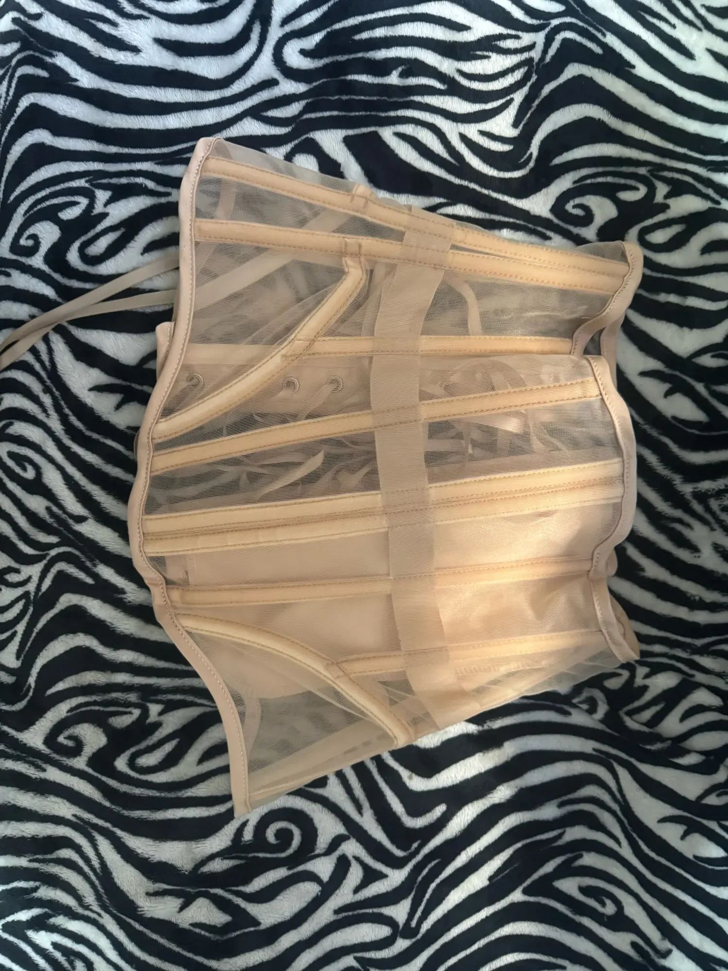 Womens Underbust Mesh Corset Crop – Boned Lace-Up Waist Slimming Bodice, Breathable Tummy Control Waist Girdle Bustier