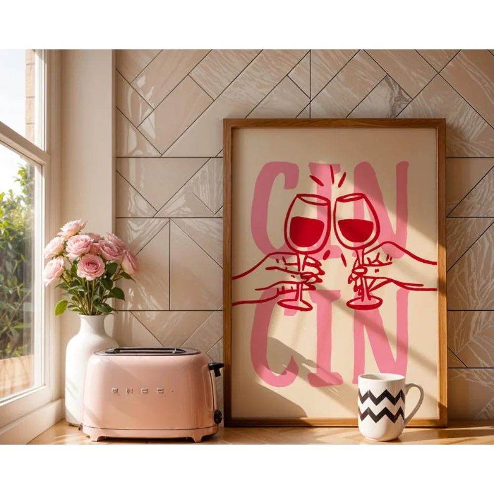 Cin Cin Cheers Cocktail Kitchen Wall Art