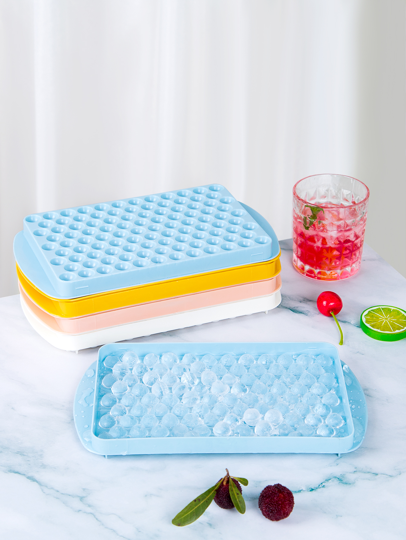Stackable Silicone Ice Cube Trays with Lids Easy Release Food Grade Freezer Mold