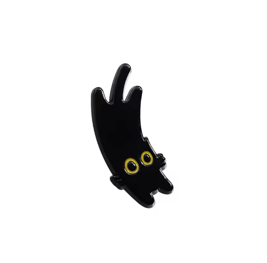 Cute Black Cat Brooch Pin Big Eyes Metal Badge for Bags & Outfits