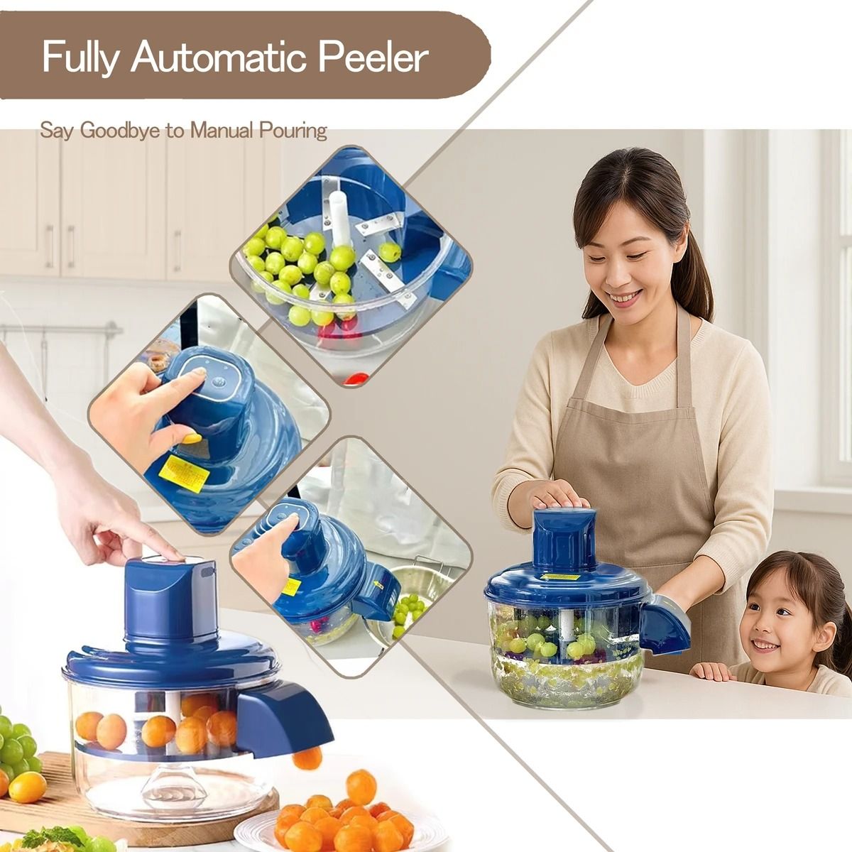 Automatic Electric Grape Peeler – Rechargeable Brushless Motor Fruit Peeler for Cherry Tomatoes & Garlic