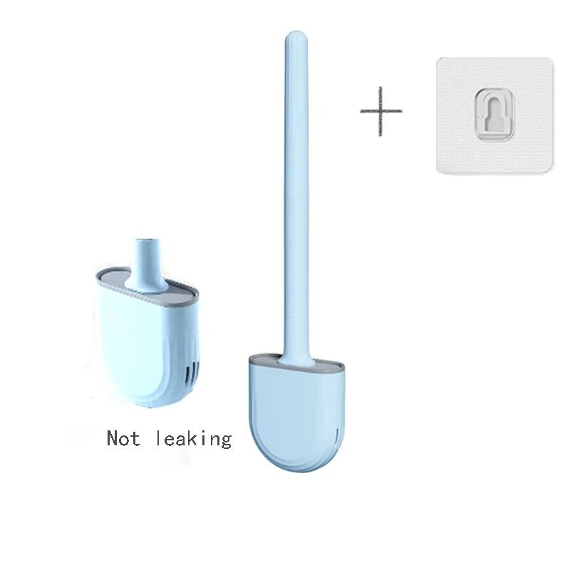 Hanging silicone toilet brush with Quick Dry Holder and Long Handle Bathroom Cleaner