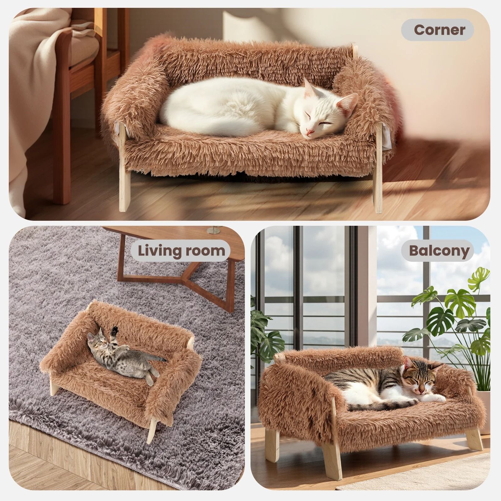 Raised Plush Cat Sofa Bed