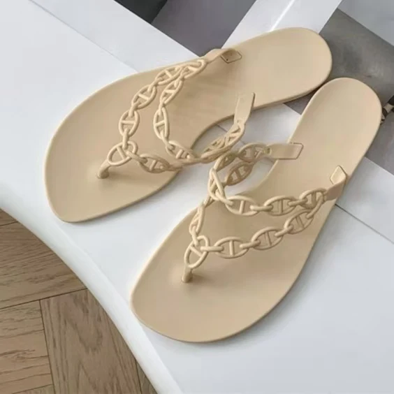 Summer Women Slippers, Transparent Crystal Beach Shoes, Bow Flip Flops Rivet Flats, Open Toe Outdoor Sandals for Women