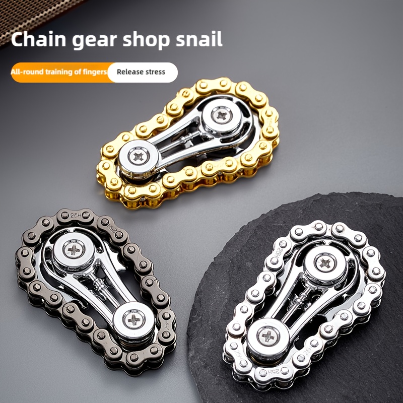 Fingertip Gyro Fidget Spinner, Sprockets Flywheel, EDC Spinner for Stress Relief, Metal Bike Chains for Adults and Kids