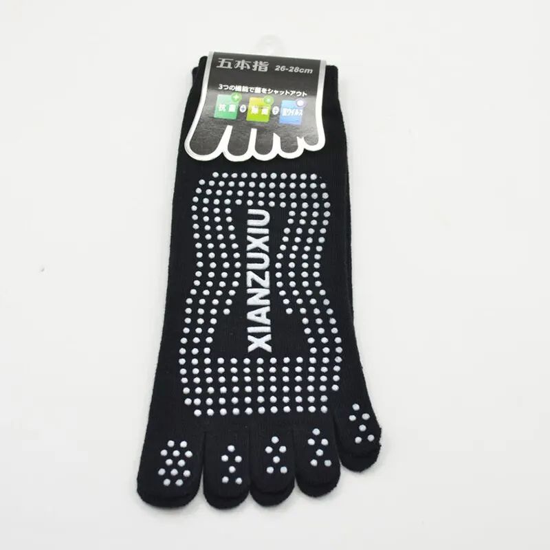 Mens Cotton Five-Toe Non-Slip Pilates Socks – Breathable Massage Yoga & Sports Grip Socks