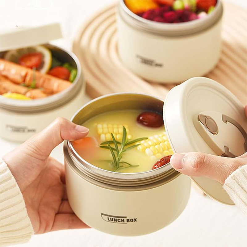 Insulated Lunch Container Set, Portable Thermal Food Storage Stackable for Adults & Kids, Bento-Style Lunch Box
