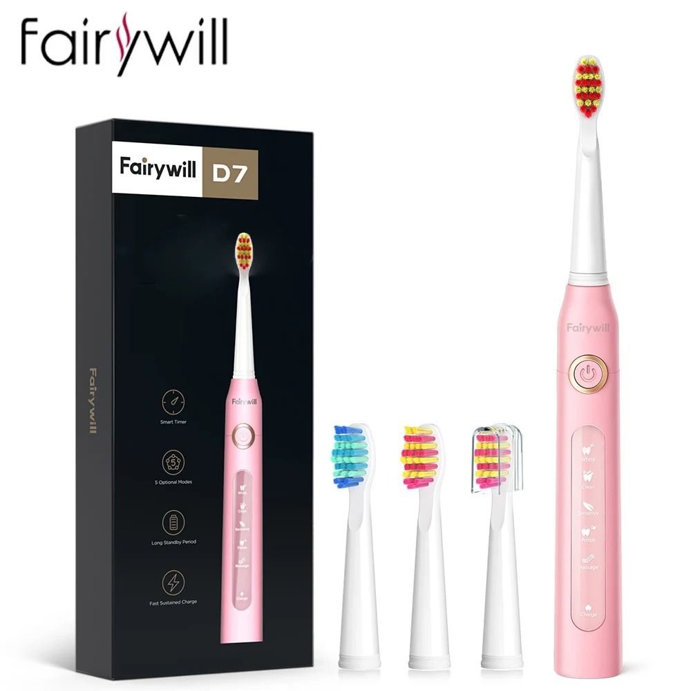 Electric Sonic Toothbrush Rechargeable Waterproof with Replacement Heads