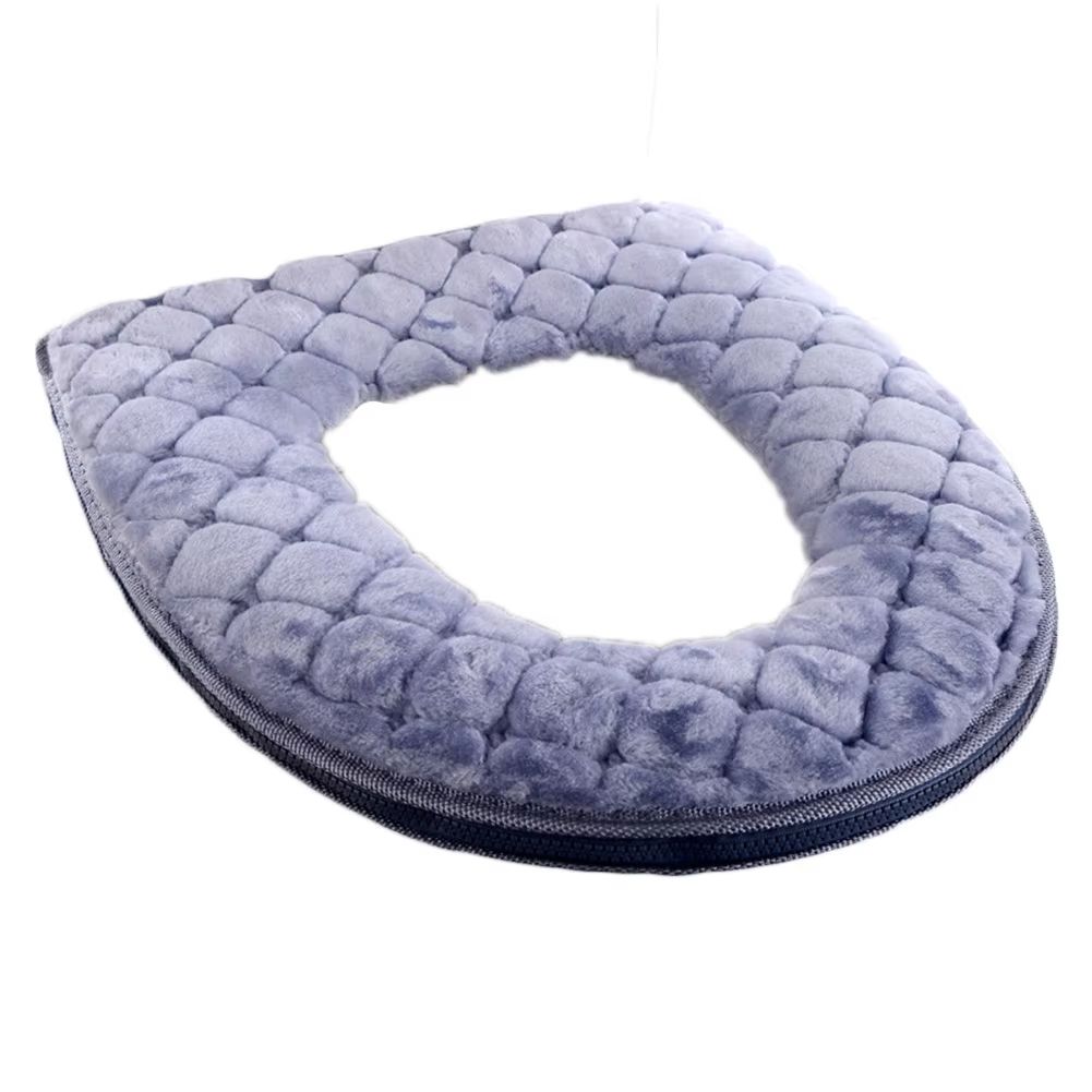Ultra Soft Plush Toilet Seat Cover Cushion, Washable O Shape Bathroom Warmer