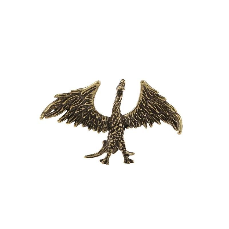 Solid Brass Phoenix Statue Feng Shui Desk Ornament for Elegant Retro Home Decor
