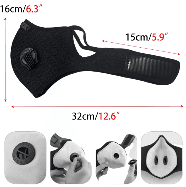 Reusable PM2.5 Sport Face Mask with Activated Carbon Filter Dustproof Cycling Mask