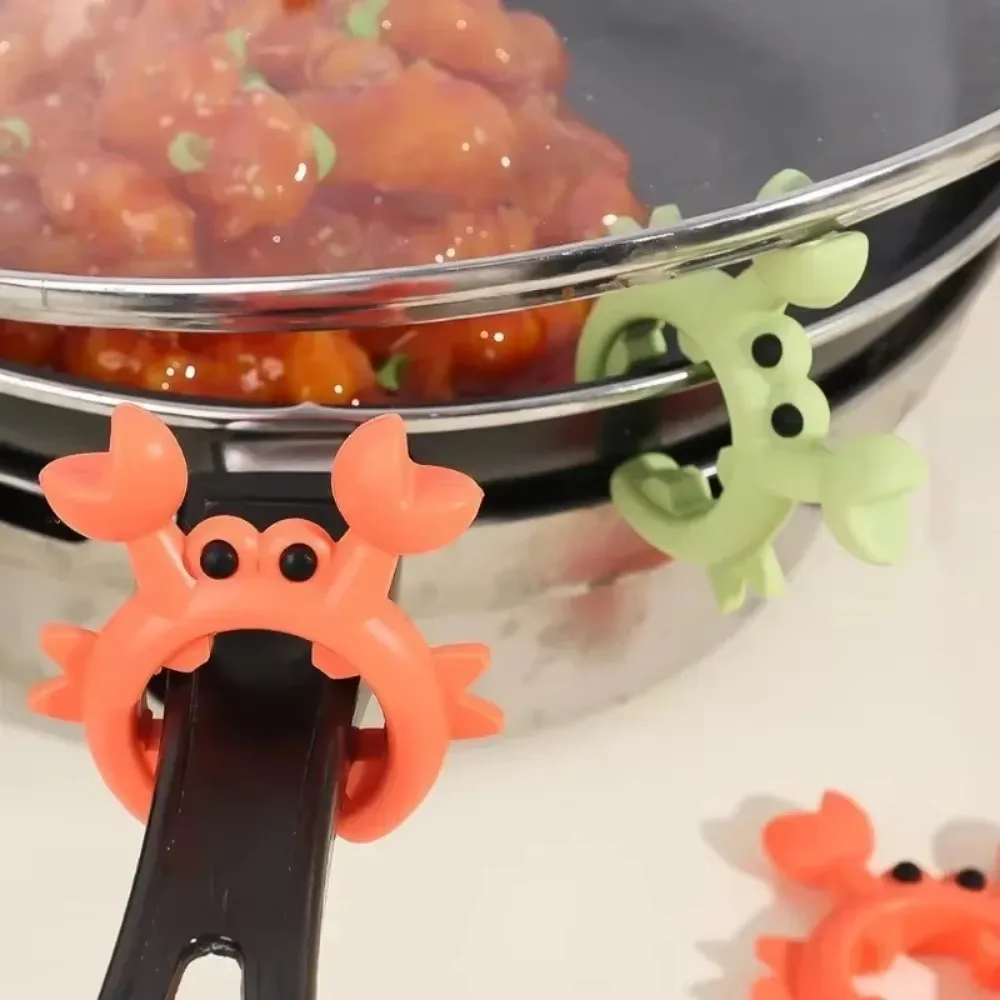 4/1PCS Silicone Spatula Rack, Small Crab Anti-Scalding Pot Clip, Universal Spoon Holder Clip, Overflow Shovel Rack