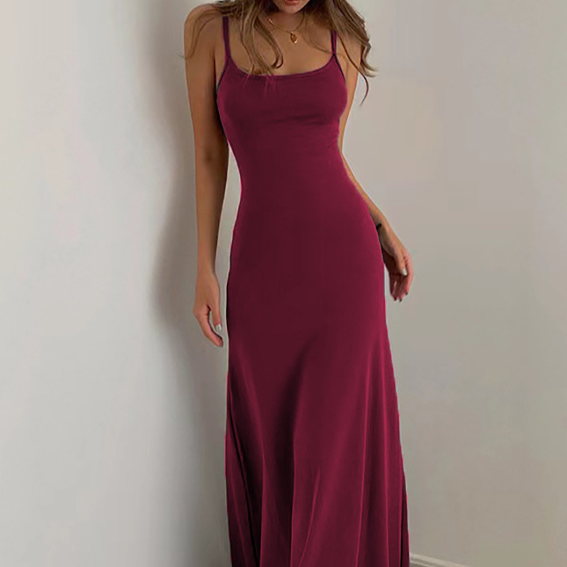 Waist Cinched High Skirt, Mid Length Vest Solid Color, Long Skirt Jumpsuit, European and American Style