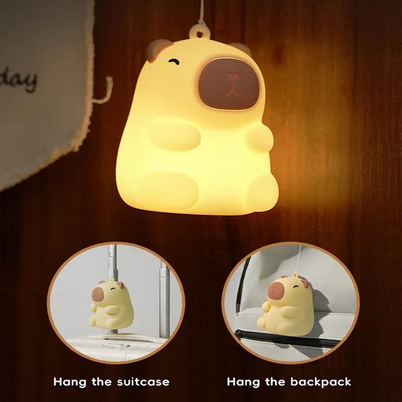Capybara Cute Night Light and Squishy Silicone Lamp