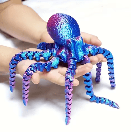 Articulated 3D Printed Octopus Figurine – Flexible Desk Toy & Ocean Decor