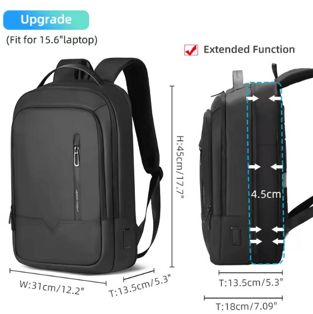 Heroic Knight Slim 15.6-Inch Laptop Backpack – Waterproof Business & School Bag with USB Charging