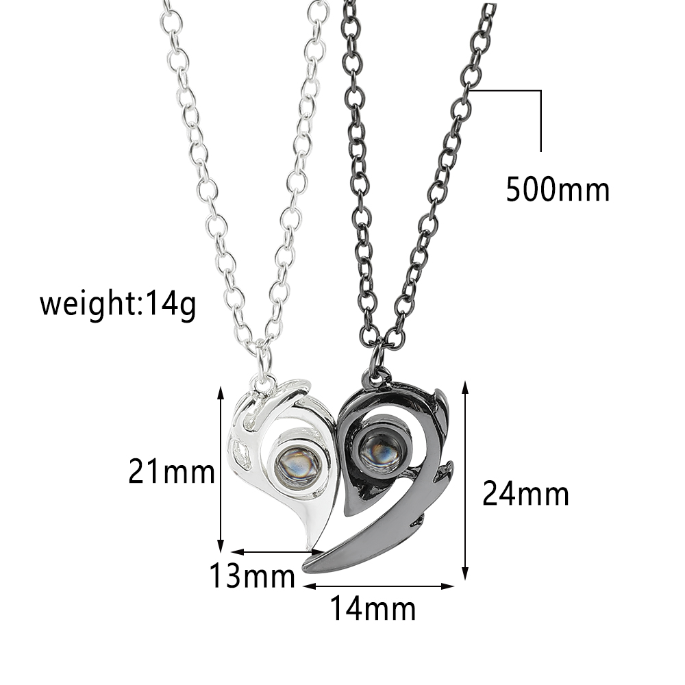 Fashion Creative Heart Necklace, Magnetic Couple Pendant, Romantic Lover Jewelry Gift