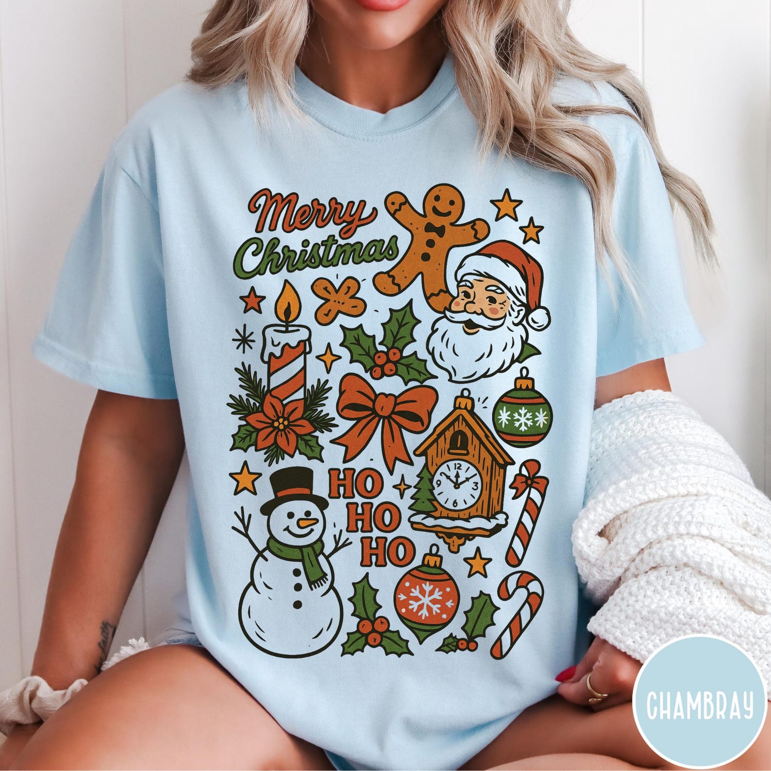 Vintage Christmas Comfort Colors T-Shirt, Merry Christmas, Retro Christmas Aesthetic, Women's Christmas Shirt