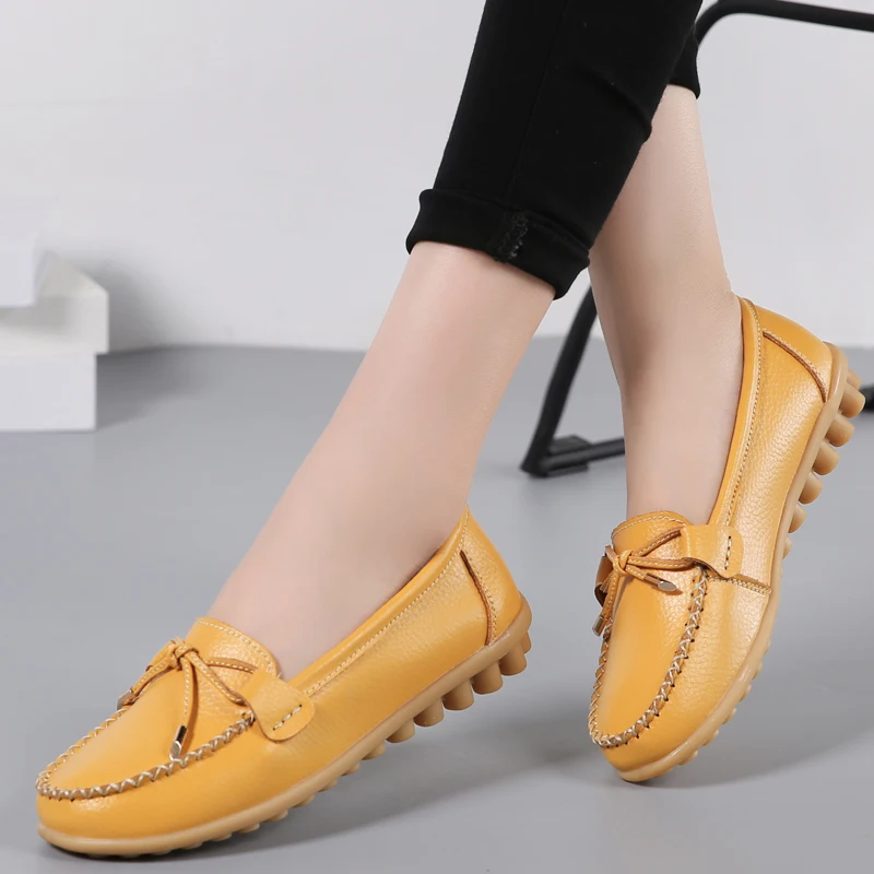Genuine Leather New Woman Flats Shoes Ballet Flat Sneakers Soft Moccasins Ladies Boat Ballerina Espadrilles Creepers
