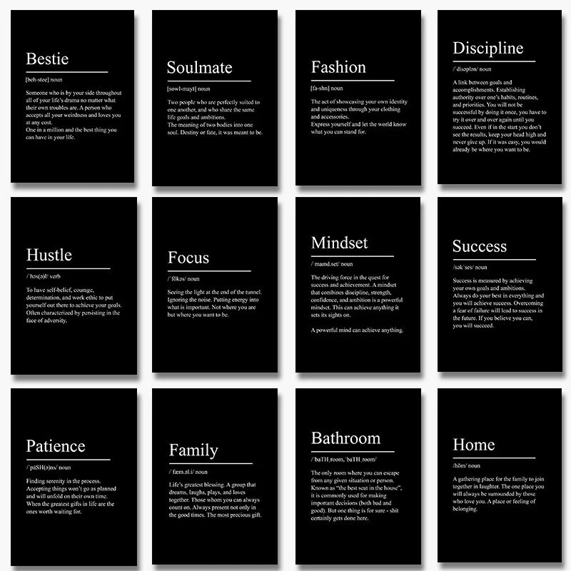 Minimalist Success & Focus Definition Poster | Inspirational Mindset Canvas Wall Art