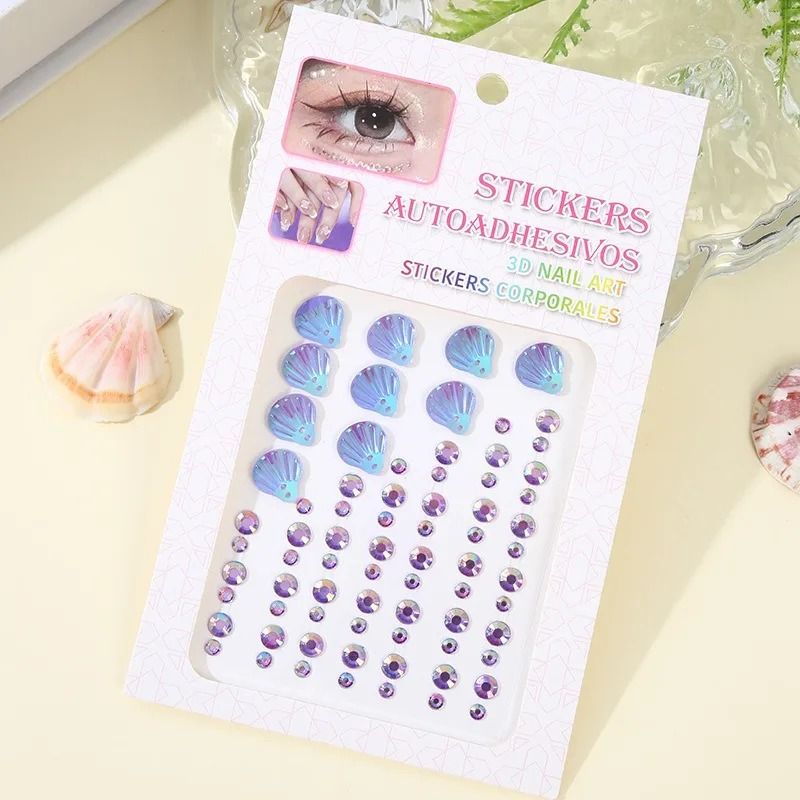 MermaidGlow Mermaid Face Gems 3D Crystal Face Gem Stickers Shell Diamond Body Art