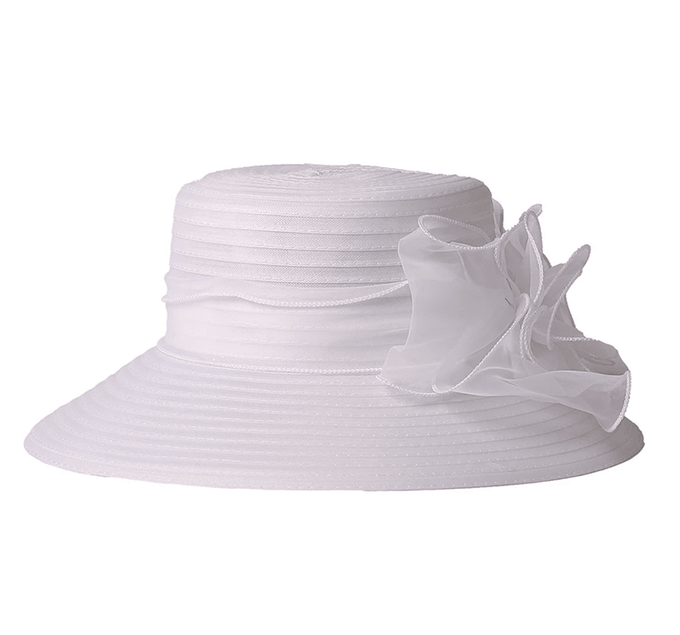 Elegant Wide Brim Church Hat for Women Floral Royal Wedding Sun Hat