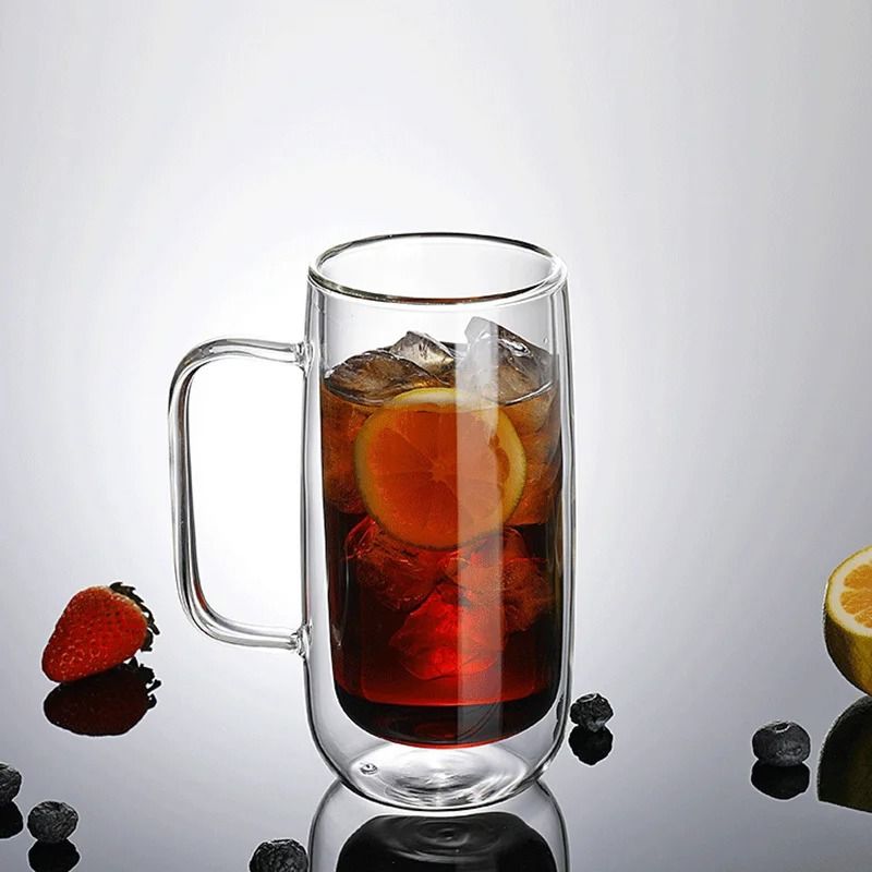 400ML Double Wall Glass Mug Drinking Glasses