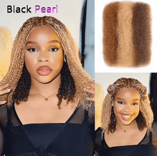 Black Pearl Top Peruvian Kinky Curly Mini Twist Bulk Human Hair, 50g Remy Bundles