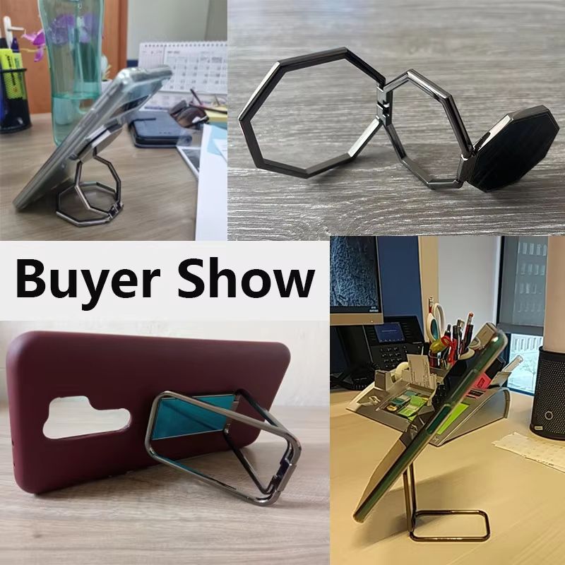360° Rotating Foldable Phone Stand with Ultra-Thin Metal Ring Holder and Multi-Angle Kickstand