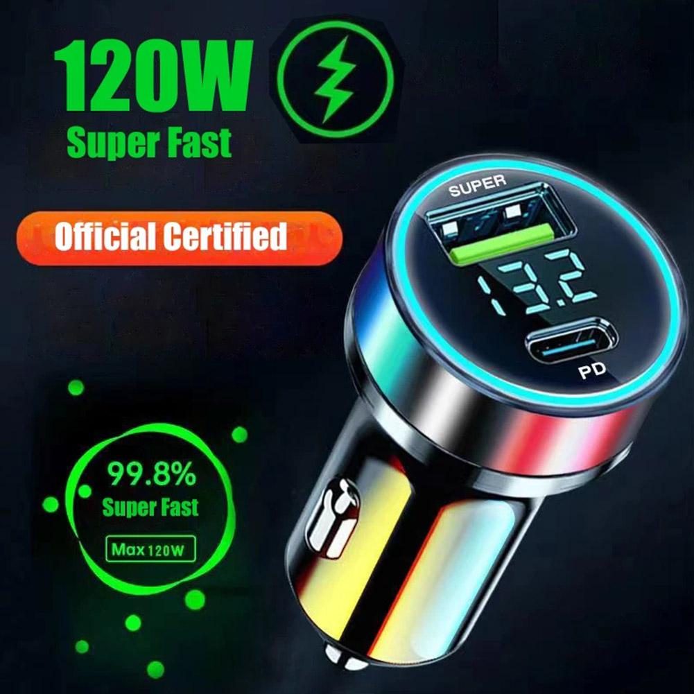USB Car Charger Type C Fast Charging Car Cigarette Lighter Phone Quick Charge