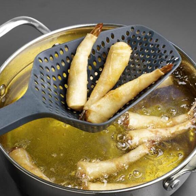 Large Funnel Food Strainer Spoon Versatile Kitchen Tool for Frying & Draining