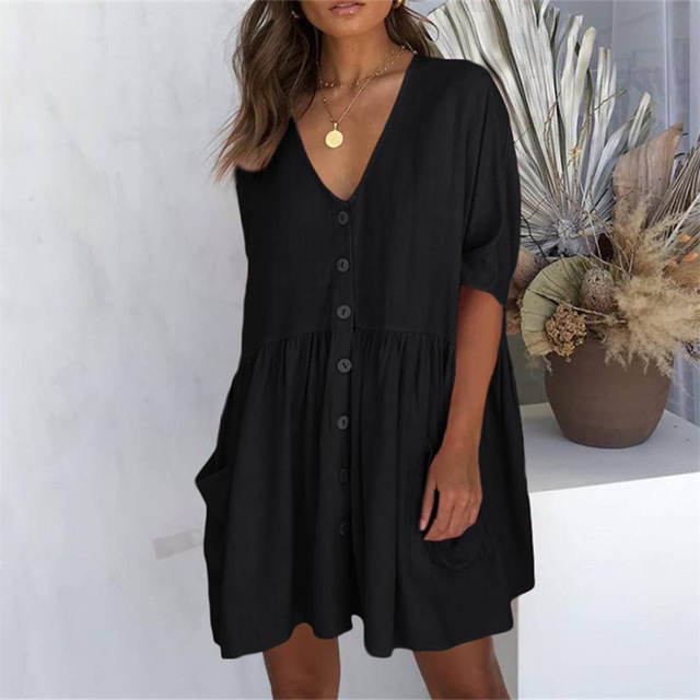 Women Casual Summer Beach Dress Tunic, Sexy V-neck Swimsuit Cover Up Sarong, New Beachwear