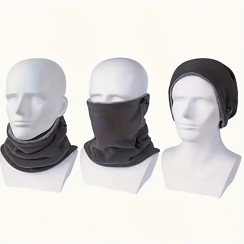 Men Thermal Neck Gaiter – Heavyweight Windproof Face Mask with Soft Fleece Lining & Breathable Knit (1/2 pcs)