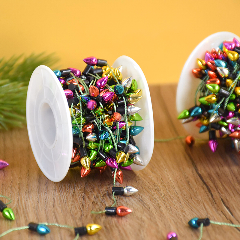 Colorful Bulbs String Garland for Xmas Tree Ornaments, Navidad Decorations, New Year Gift for DIY Dollhouse