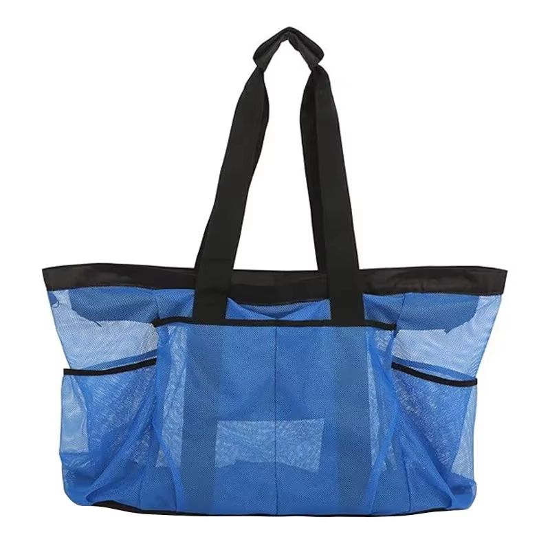 Extra Large Foldable Beach Bag with Mesh Breathable Panels and Zippered Side Pockets