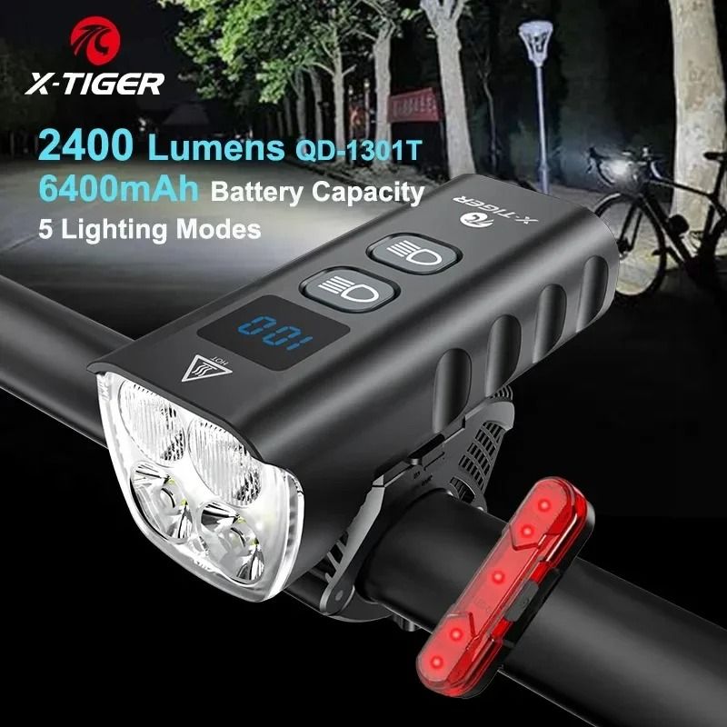 X Tiger Bike Light Headlight Bicycle Lamp with 5200mAh Power Bank
