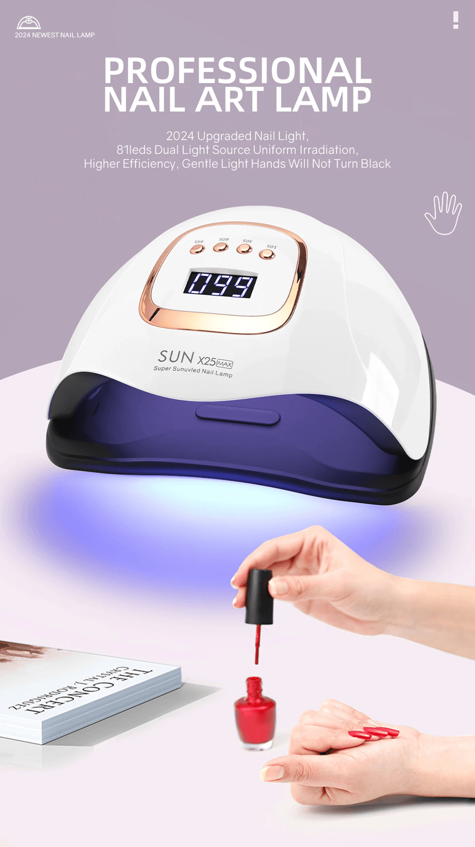 High-Power LED Nail Dryer with Auto Sensor and Timer – Fast-Drying Professional Nail Lamp