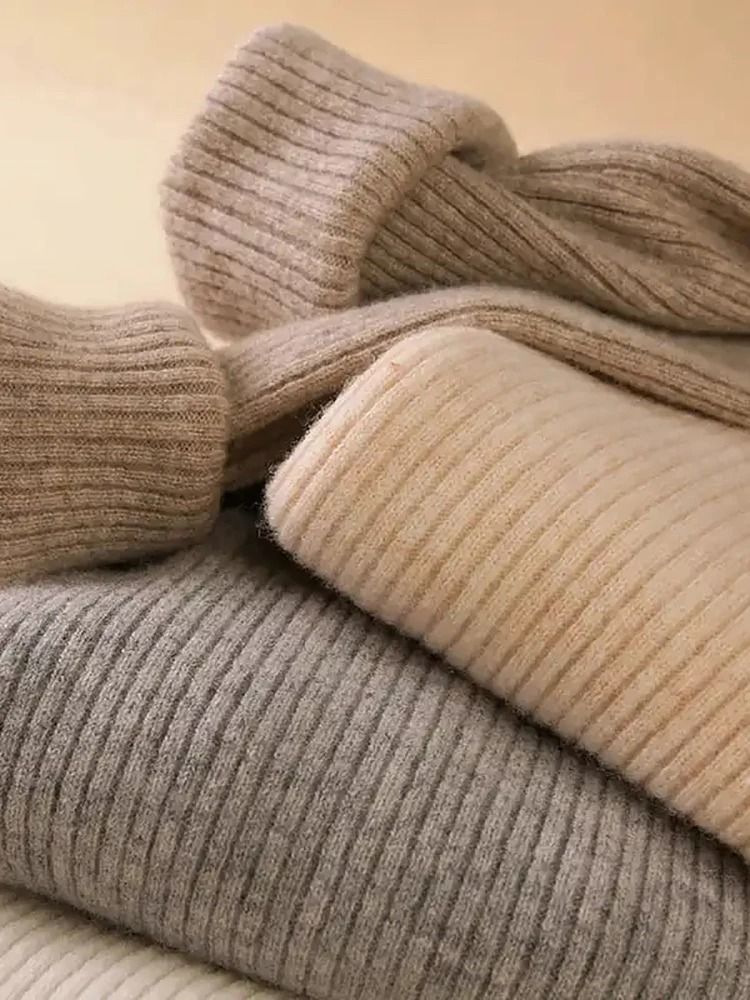 Womens Fall Turtleneck Sweater Knitted Soft Pullover Cashmere Jumper