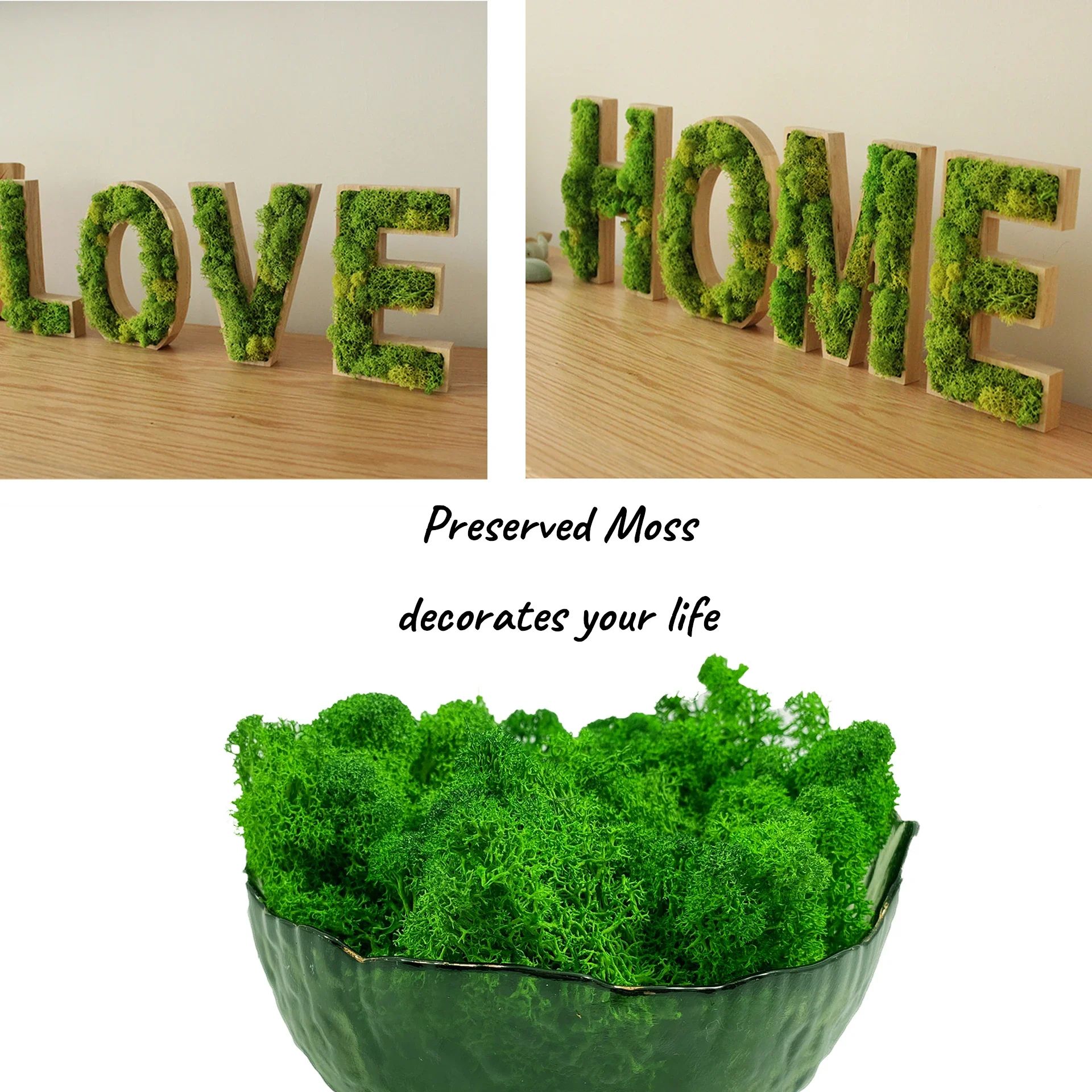 Artificial Reindeer Moss Decor – Faux Green Moss for Crafts, Potted Plants & Wall Art