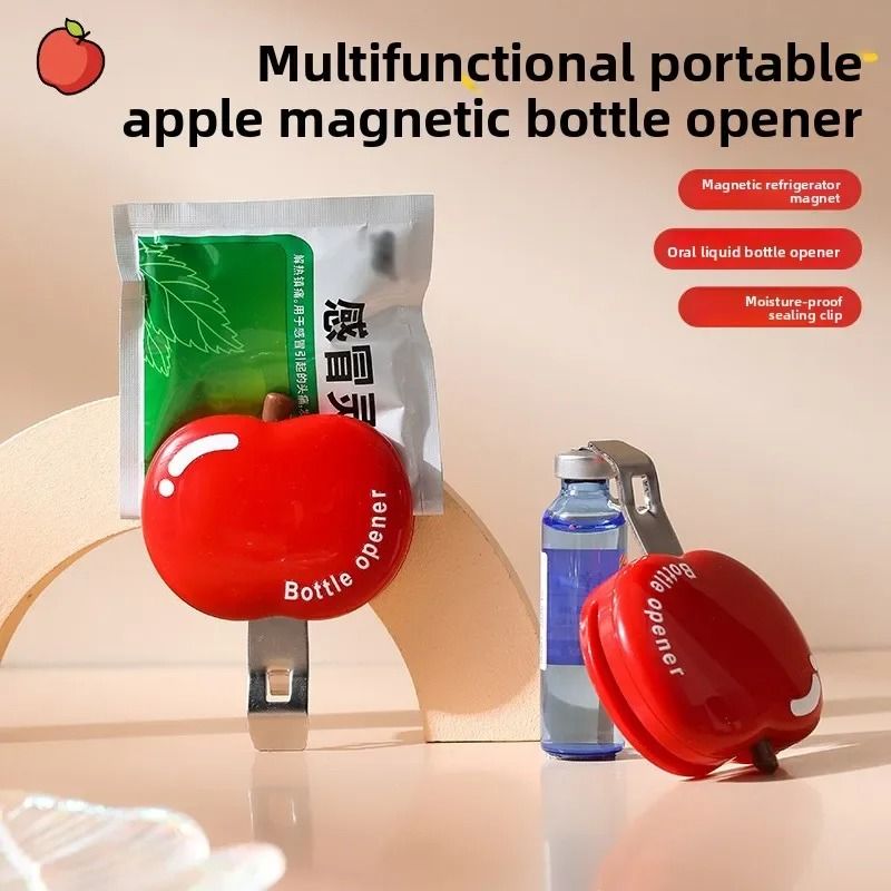 3-in-1 Magnetic Apple-Shaped Bottle Opener & Sealing Clip