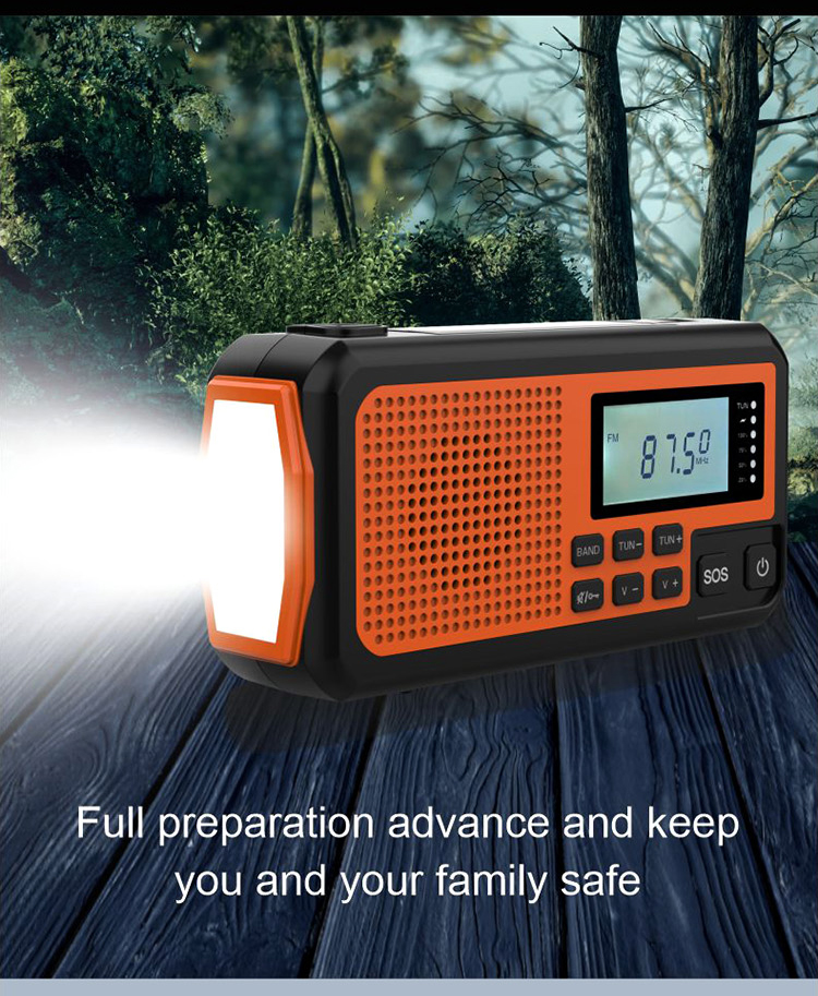 Hand Crank Emergency Radio with Solar Charger Flashlight and Power Bank