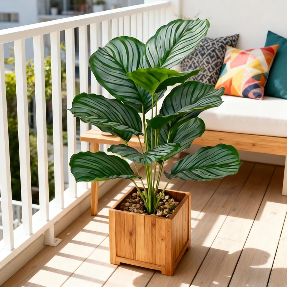 LushLife Artificial Palm Plant with Monstera Leaves for Tropical Home Decor