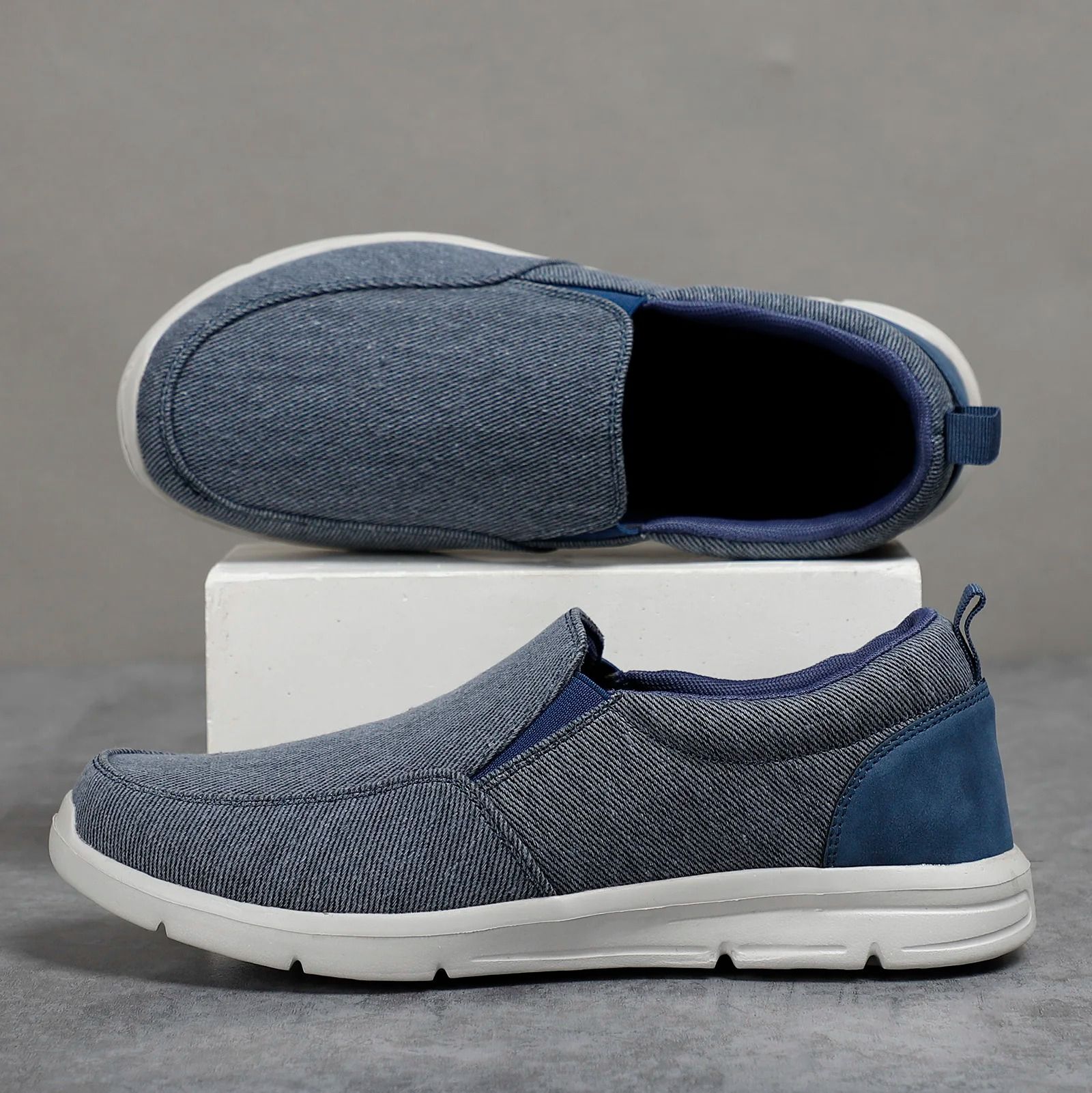 Mens Summer Canvas Slip On Sneakers Breathable Casual Loafers
